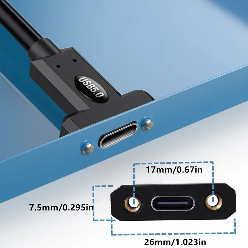 Spring Telescopic USB5.0 Type-C Male to Female With Ear Screw Fixed Panel Extension Cable 16K60Hz Lightning Multifunctional 240W