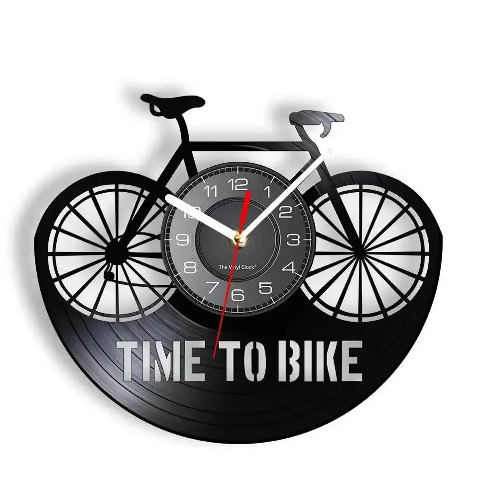 Time To Bike Bikers Inspiration Quote Home Decor Mountain Bike Wall Clock Old Time Bicycle Cyclist Retro Vinyl Record Wall Clock