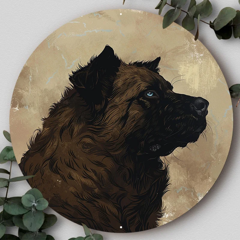 

Mask Theme Round Metal Aluminum Cute Dog Gift Sign Decorative Art Plates for Bar Yard Cafe Club Home Office Wall Decor