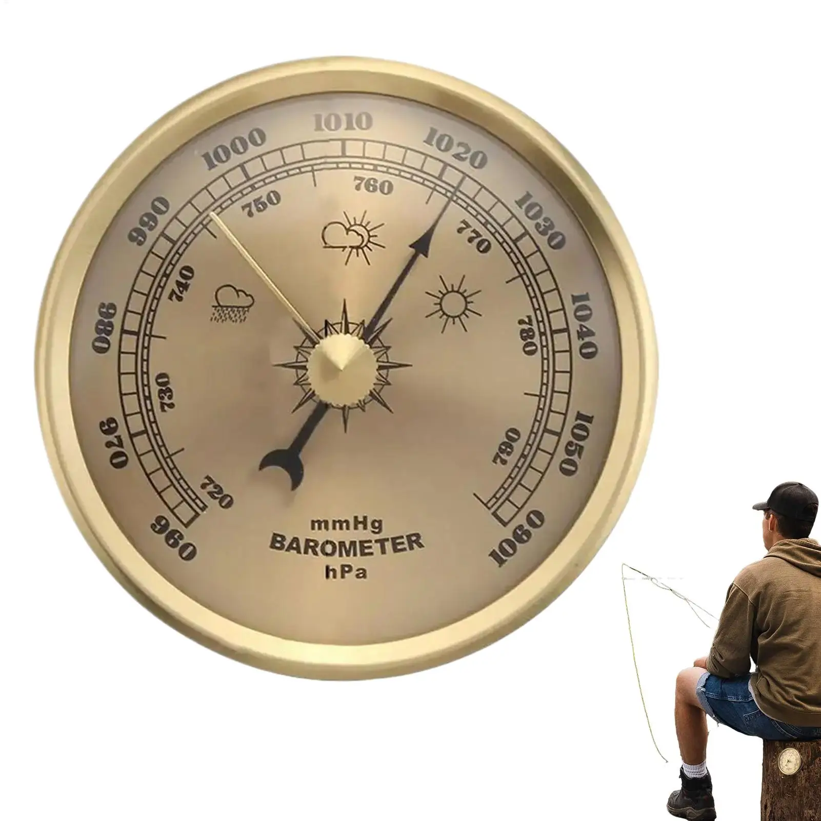 Fishing barometer fishing weather forecast tool 70mm diameter portable boat outdoor automatic barometer fishing accessory - view 3