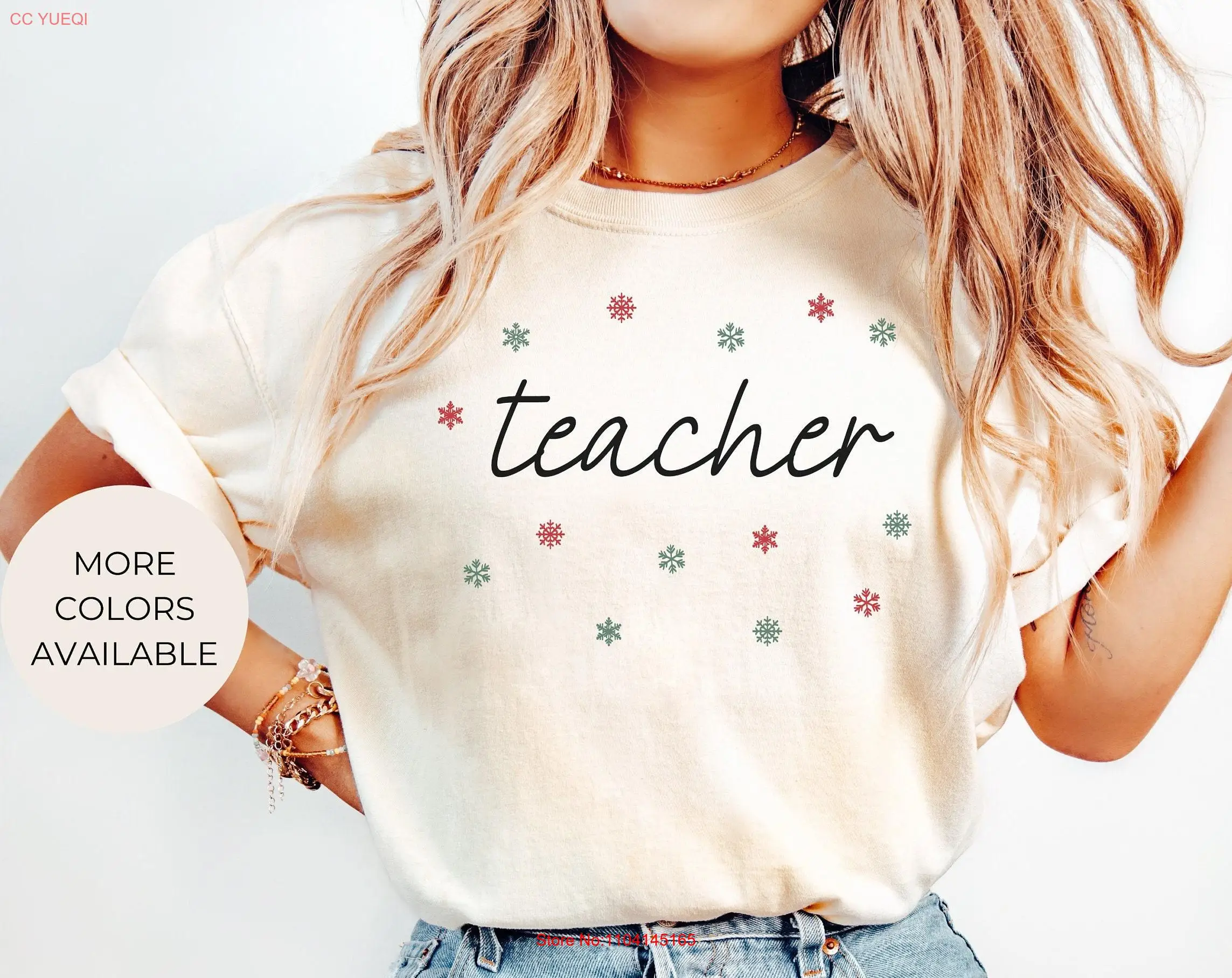 

Teacher Comfort Colors T Shirt Snowflake Winter Christmas for long or short sleeves