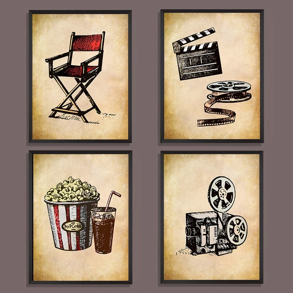 1pc frameless Canvas Painting Vintage Gramophone Camera Art Poster Retro Home Decoration Canvas Painting Prints Wall Art Picture