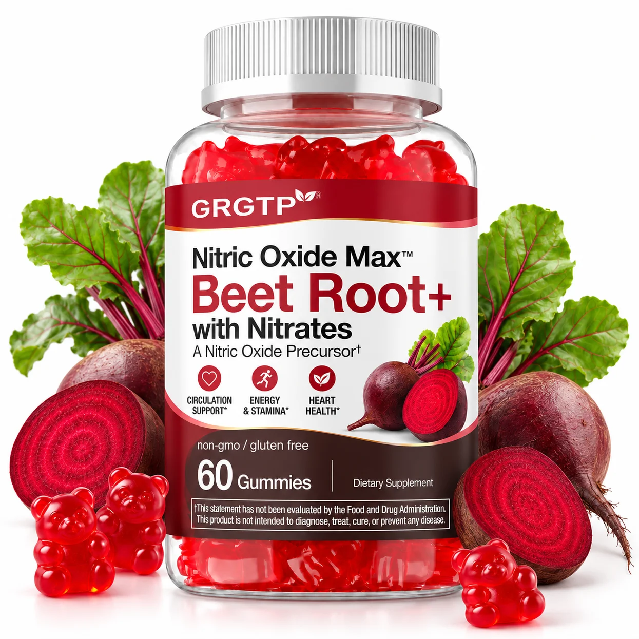 Beetroot Gummies - Absorption, Supports Blood Pressure, Boosts Cellular Energy, Promotes Heart and Cardiovascular Health