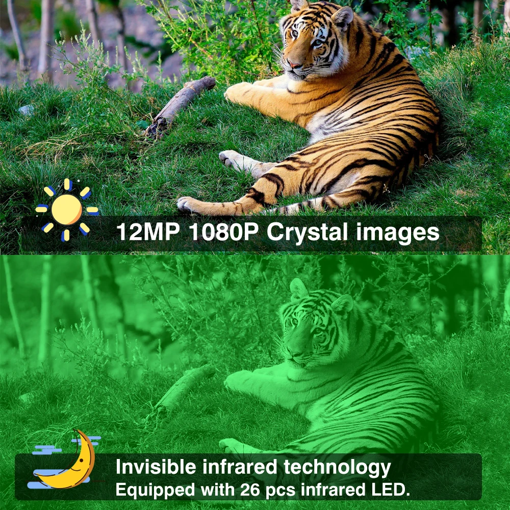 درب صغير الصيد للرؤية الليلية كاميرا 12MP 1080P فخ مراقبة تتبع مقاوم للماء الحياة البرية فيديو كاميرا ليلية #3