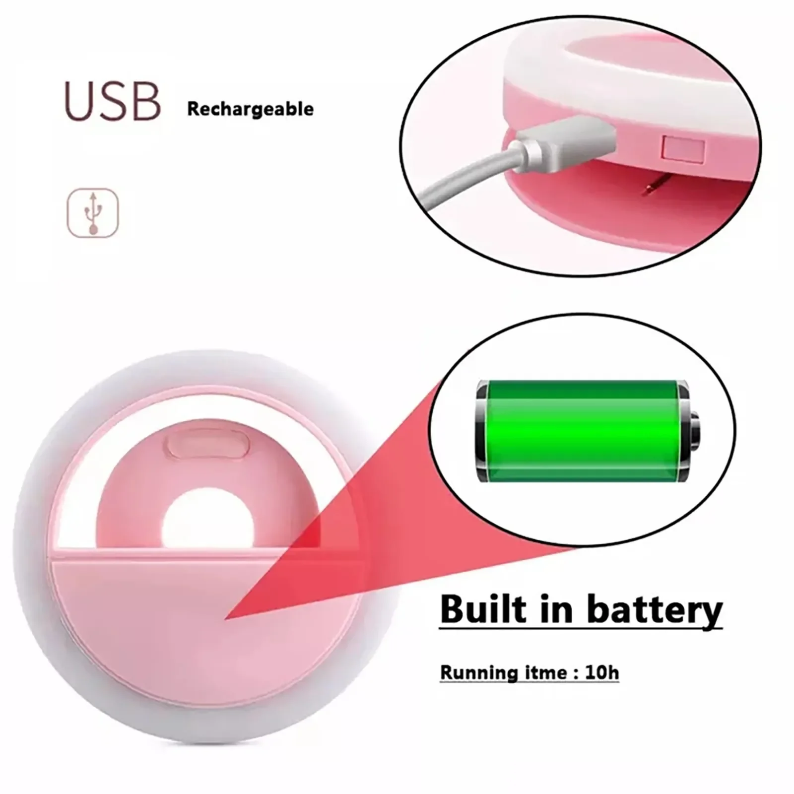 USB Charge Led Selfie Ring Light Mobile Phone Lens 36 LED Selfie Lamp Ring for iPhone for  Xiaomi Phone Selfie Light