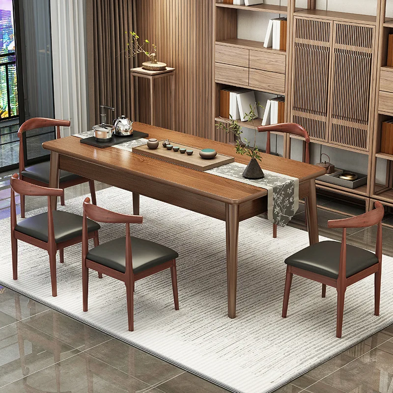 

Tea table and chair combination Small office Kung Fu tea table Household balcony coffee table Solid wood