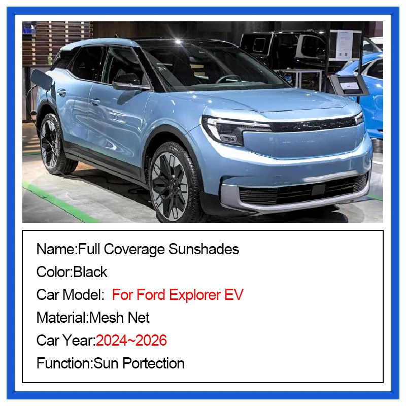 ظلة زجاج سيارة لفورد اكسبلورر EV 2024-2026 المغناطيسي الواقي من الشمس قناع صافي شبكة المظلة الجانب ويندوز قناع ظلال السيارات
