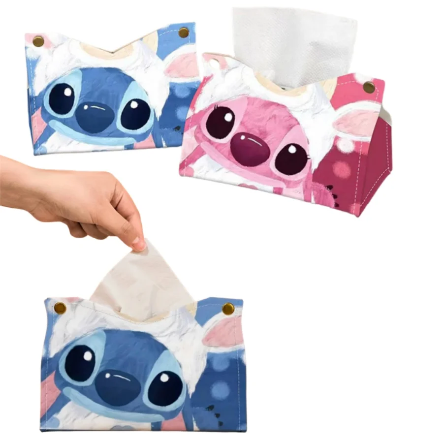 

1pc Disney stitching - cartoon tissue box, made of PU leather material, waterproof and stain resistant