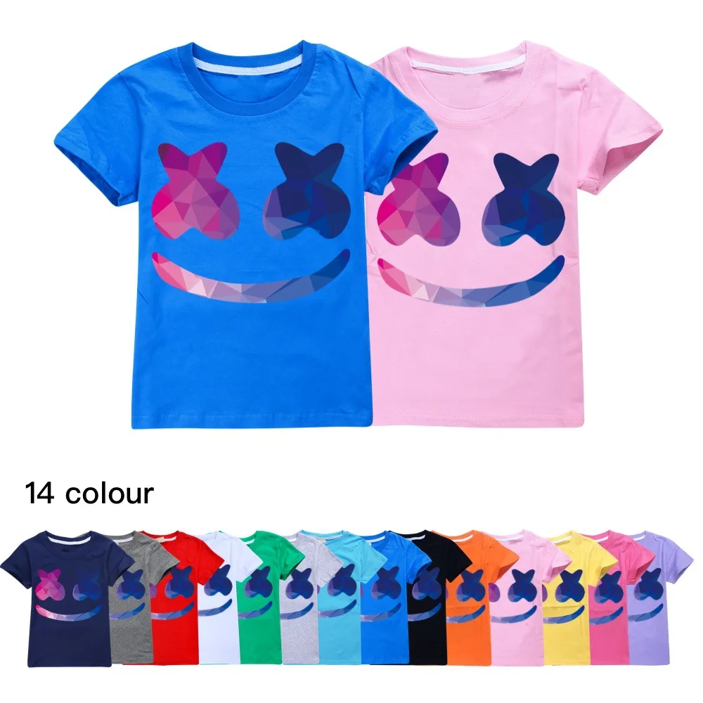 Kids Fashion Vintage Graphic T-shirt DJ Marshmello Youth Girls Cotton Short Sleeve Tops Unisex Boys Hip Hop Streetwear926