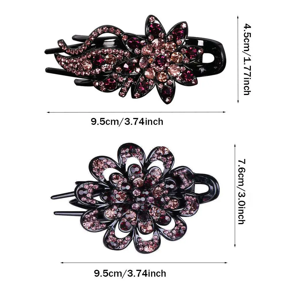 Fashion Rhinestone Hairpin Women Elegant Hair Claw Hairgrip Ponytail Headwear Duckbill Clip Party Wedding Daily Hair Accessories