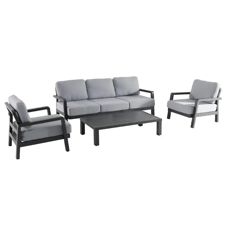 Metal Outdoor Furniture Modern Courtyard Corner Sofa Garden Lounge Sets Patio Aluminium Conversation Sets with Coffee Table