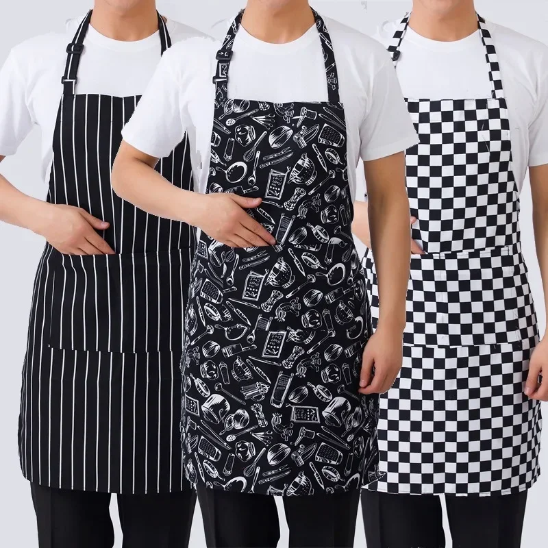 New Fashion Canvas Kitchen Aprons For Woman Men Chef Work Apron For Grill Restaurant Bar Shop Cafes Beauty Nails Studios Uniform