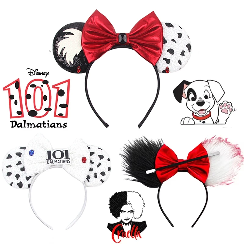 Diademas con orejas De Crudelia De Disney para niños, accesorios para el cabello De Anime 101 dálmatas, diadema De Cosplay De Cruella De Vil para Festival De niñas