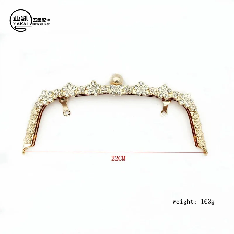 22CM Fashion Arch Flower Diamond Metal Making Kiss Clasp Purse Frame For Bag Luxury Clutch Clasp To The Bag Accessories