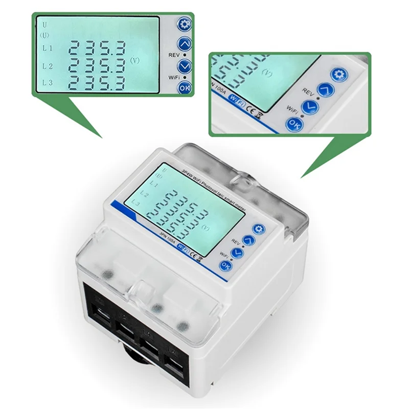 

MOPHE-WIFI Smart Circuit Breaker Remote Control 2.4Ghz Three-Phase 100A50-60HZ Universal Photovoltaic Smart Meter
