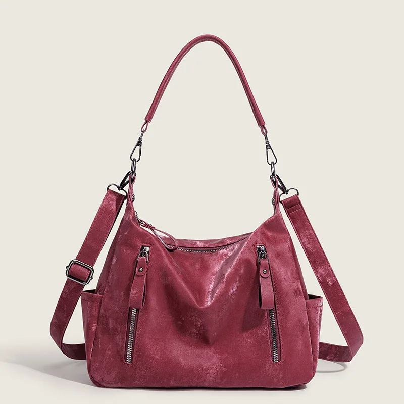 

Autumn Winter New Vintage Velvet Tote Bag Unique Design Large Capacity High Quality Fabric Single Shoulder Crossbody Bag for Wom