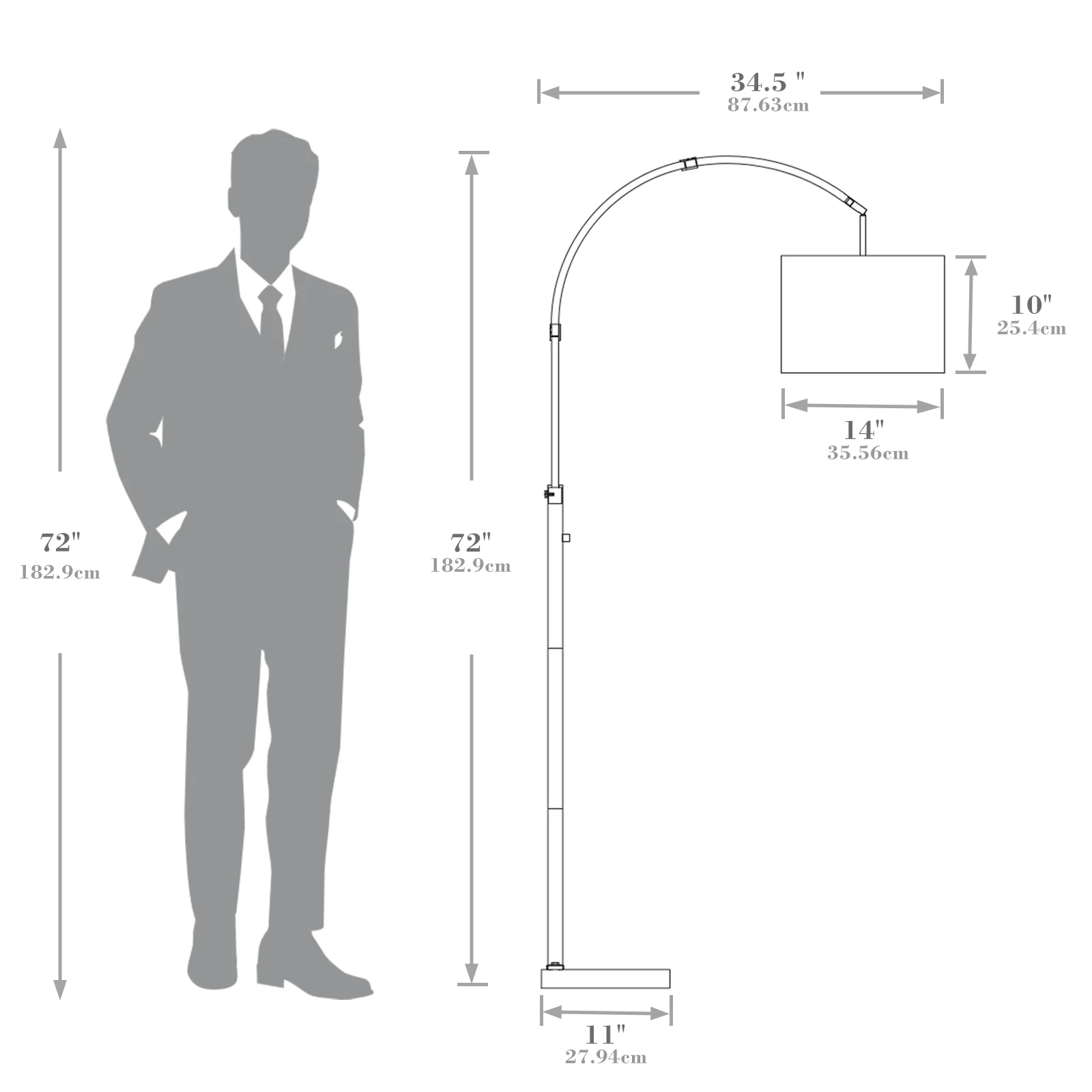 72'' Dimmable Overarching Floor Lamp With Sturdy Marble Base, 6W Bright, 3000K Warm, Rotary Switch For Easy Control