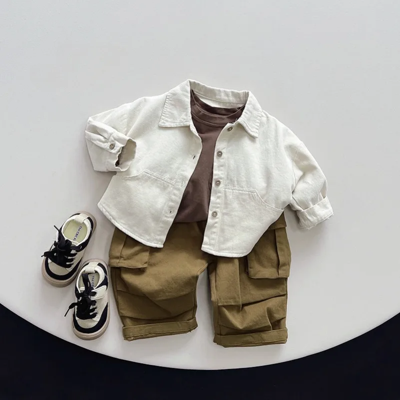 

Новая весенне-осенняя детская универсальная модная верхняя куртка для отдыха для девочек, детская одежда, рубашка для мальчиков в корейском стиле