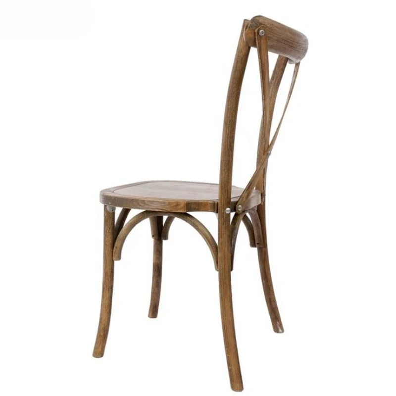 Wood Cross Back Chair Stackable Wedding Dining Chair