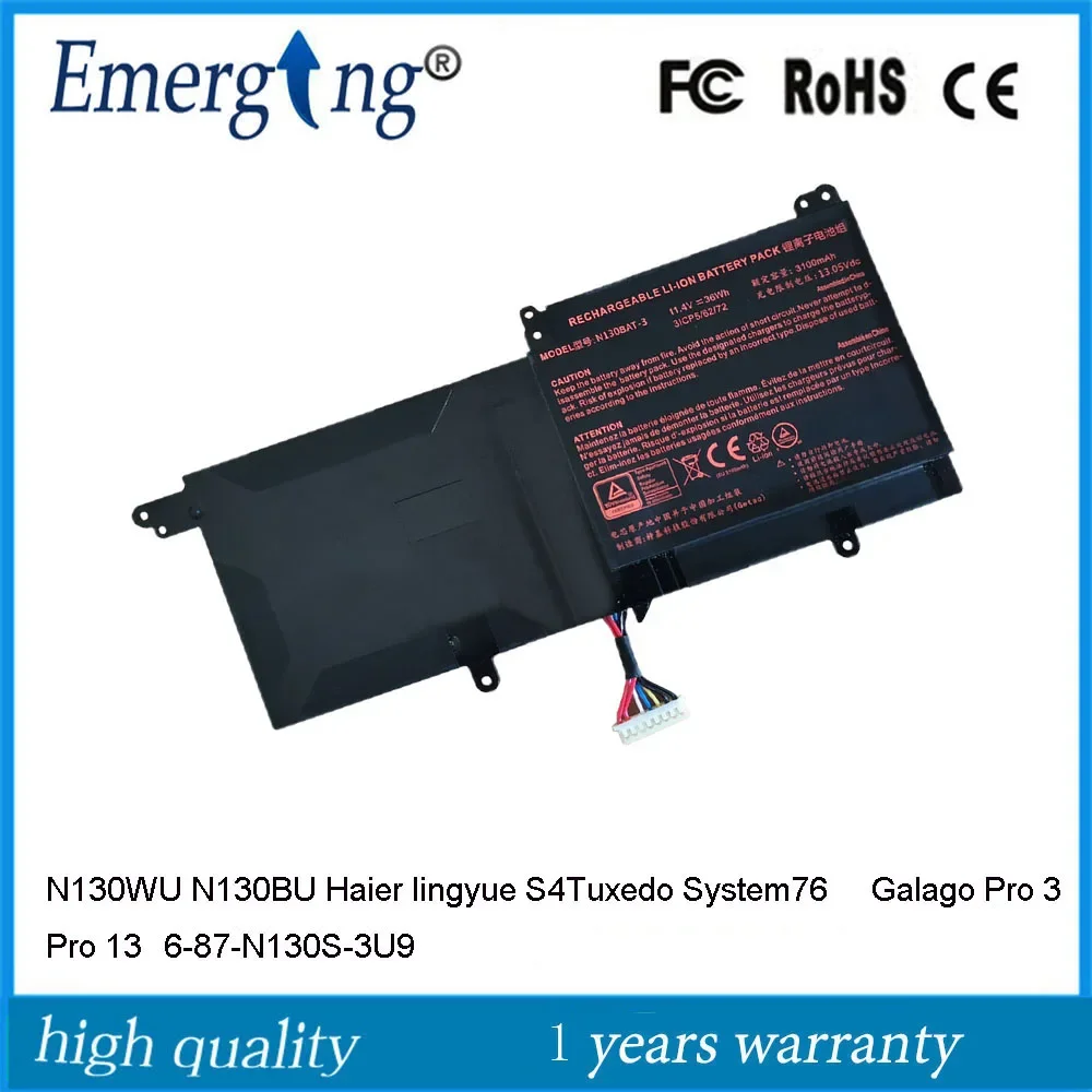 

N130BAT-3 Laptop Battery For Clevo N130BU N130WU N131BU Haier S4Tuxedo Lingyue S4 6-87-N130S-3U9 6-87-N130S-3U9A Galago Pro 3