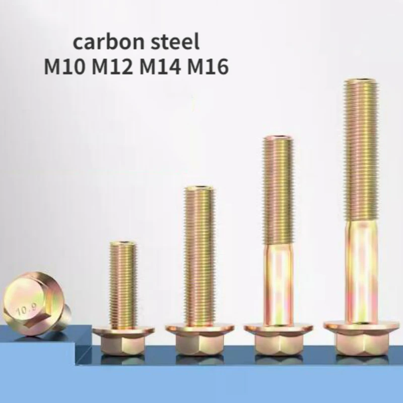 M10 M12 M14 M16 Grade 10.9 Color Zinc Plated Fine Thread Hexagonal Flange Bolts Hex Screws Full Thread/partial Thread