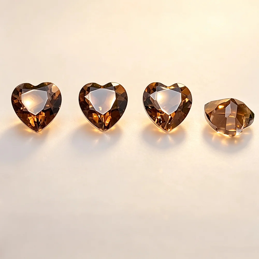 100pcs 30pcs Wholesale High Quality Natural Smoke Quartz Heart Shape 4mm-10mm Facet Cut Loose Gemstones For Jewelry Making