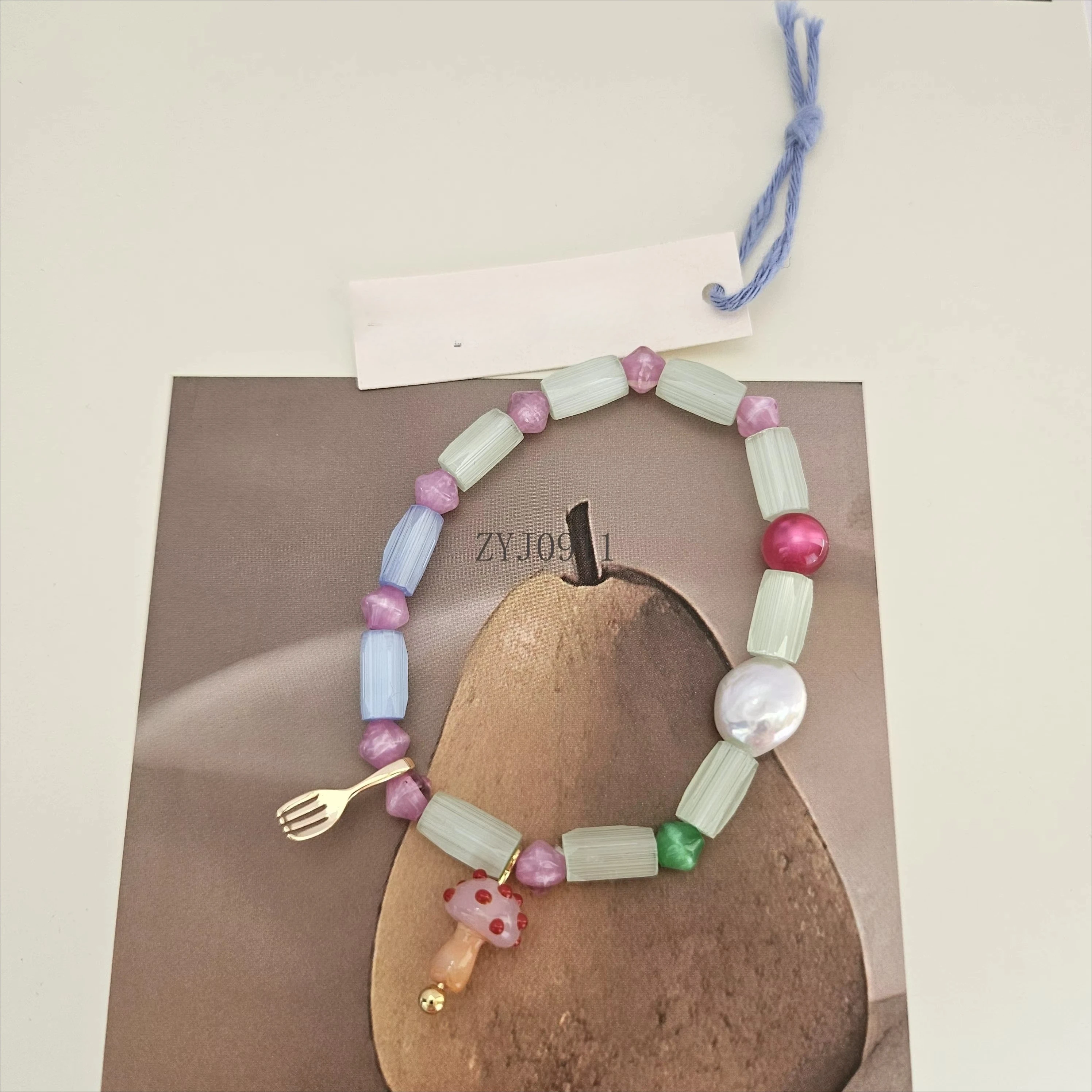 925 الفضة الفطر سوار قوس قزح فقاعة شوكة سوار لطيف الرياح