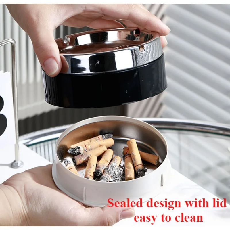1pcs 9cm Car Mounted Sealed Rotary Ashtray With Lid Easy To Clean Simplicity Cigarette Ash Thickening U Card Slot Dust Windproof