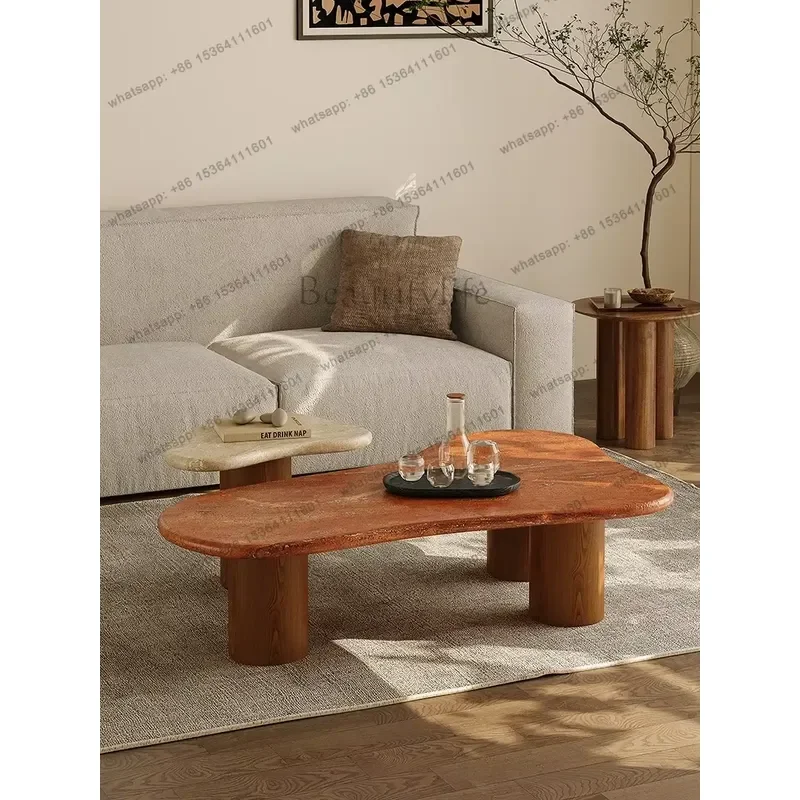 Retro Marble Coffee Table for Living Room Home Creative High End Stone Tea Table Combination