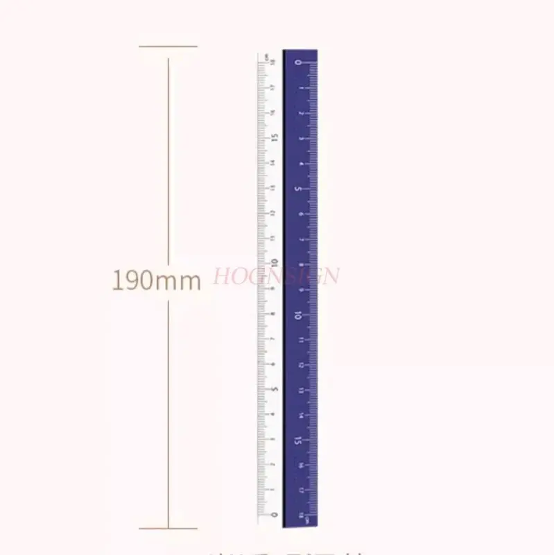 1pcs Transparent aluminum ruler for primary and secondary school students, dual scale ruler with metal side and plastic side