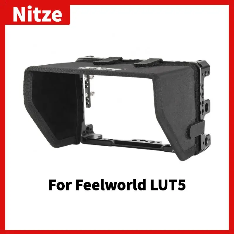 

Nitze 5.5inch Monitor Cage w SunHood HDMI Cable Clamp Built-in NATO Rail for Feelworld LUT5