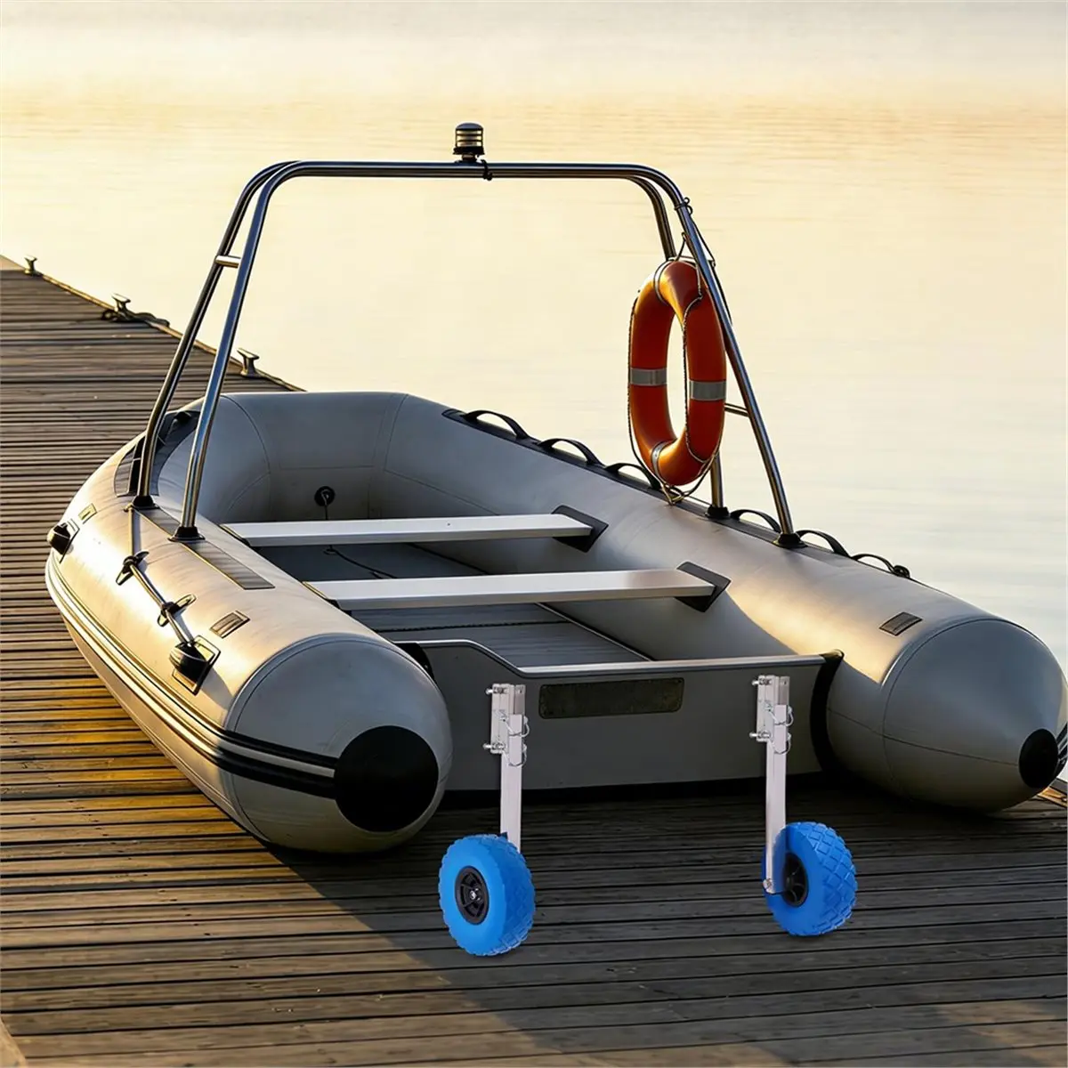 [SPOR] Heavy Duty Boat Launching Wheels, Stainless Steel Stern Wheels for Inflatable Boats, Kayaks, Dinghies