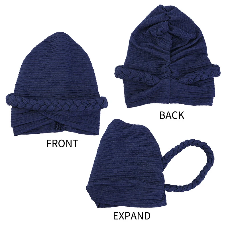 Nuovo Cappello Indiano Cofano Pieghettato Intrecciato Foulard Della Boemia Etnico Donne Chemio Cap Musulmano Hijab Perdita di Capelli Testa Avvolgente Turbante Mujer