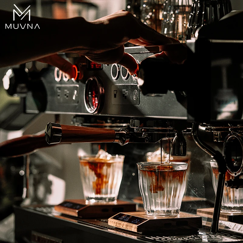 MUVNA 0.1/g مقياس قهوة احترافي عالي الدقة من الخشب الصلب/مقياس إلكتروني مشطوف مقياس إلكتروني إسبريسو