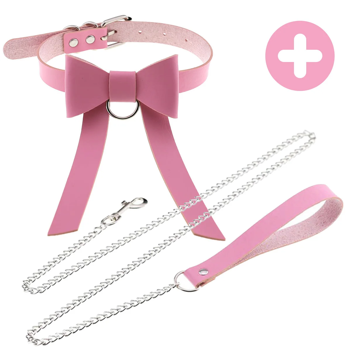 Punk Gothic Sexy Style Pink Cute Collar, Couple Role Play Collar Necklace Matching Lanyard, Birthday Holiday Anniversary Gift