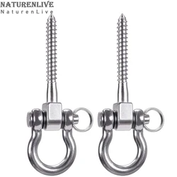 2 Piece Permanent Rust Resistant 304 Stainless Steel Screw Stand Heavy Duty 180° Swing Hanger, Yoga Hammock Sandbag Hook