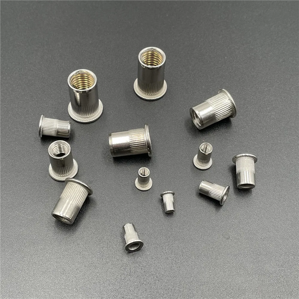 20-200pcs M3 M4 M5 M6 M8 M10 M12 Metric 304 Stainless Steel Flat Head Rivet Nut Threaded Insert Nutsert Rivnut