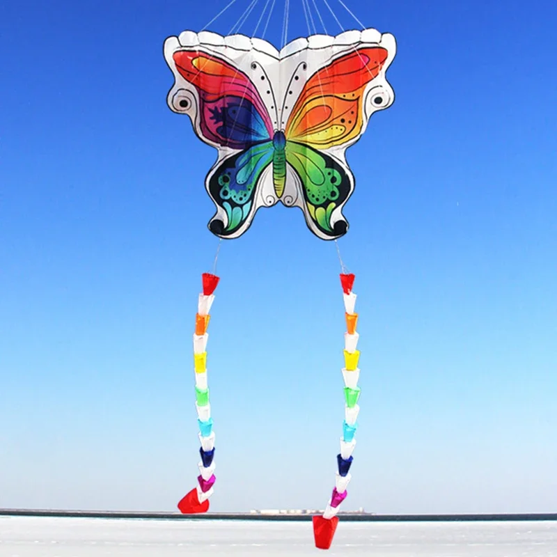 3D Butterfly Colorful Soft Kite  Parent-child Interaction Long Tail Ribbon Ribbon Kite Easy To Fly Tear Proof Pipa Kite Cometa