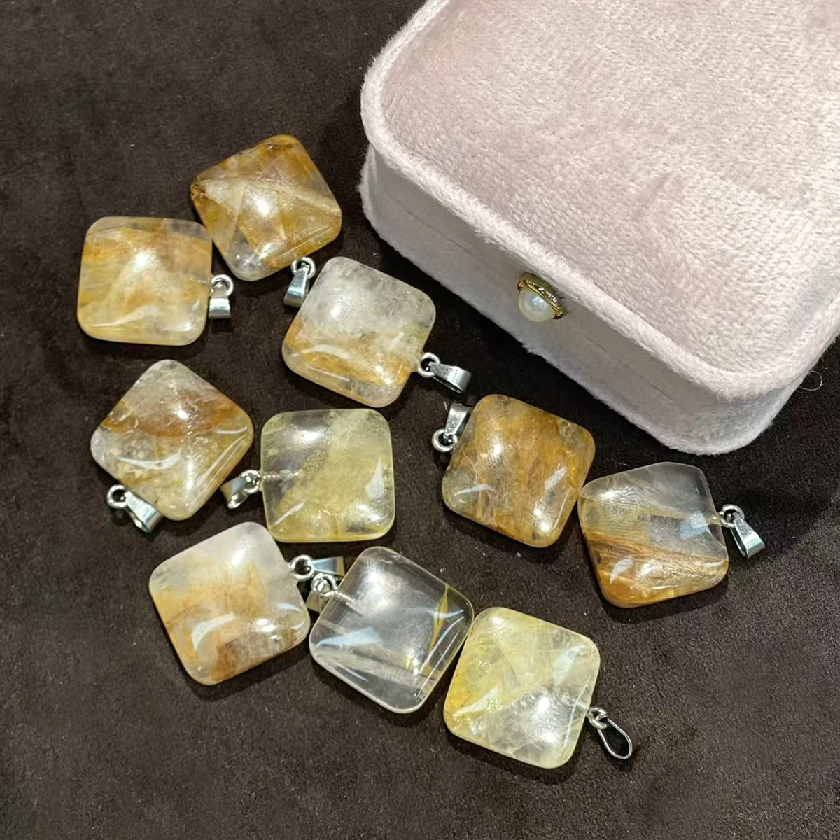5pcs/Pack 19x23mm Square and Rectangular Natural Stone Pendants Charms for Jewelry Making DIY Necklaces Earrings and Accessories