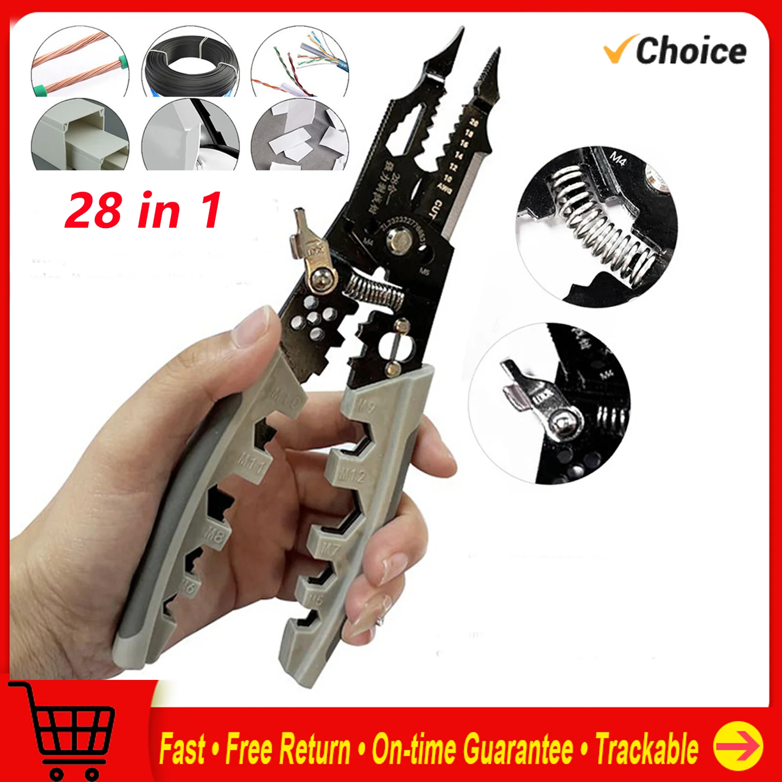 

28 in1 Multifunctional Wire Stripper Professional Wire Stripping Tool Portable Electric Cable Cutter Electrician Crimping Pliers