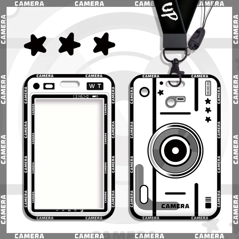 Creative Cartoon Camera Card Holder Student Campus Card Bus Card Bag Sliding Type Business Card Storage Card Holder