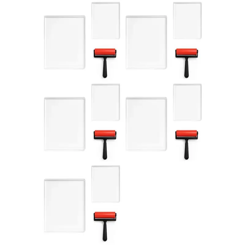 

【ALLOWANCE】5 Set 5X7 And 8X10inch Gel Plate, Waterproof And Washable Gel Printing Plate With Rubber, Suitable For Card Making, A