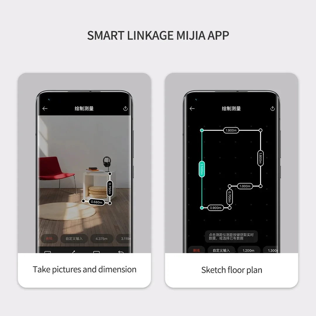 Mijia Smart Laser Rangefinder 3mm High Precision 40m Laser Ranging Type-C Charging With Mijia APP Real Scene Measurement