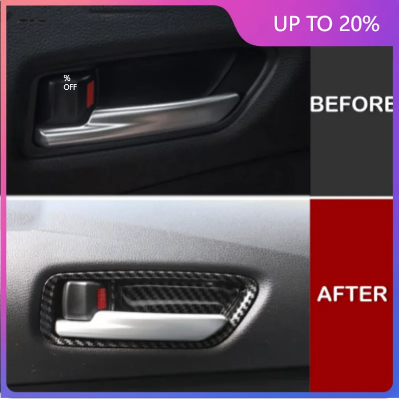 Nuevo 4 Uds. Manija de puerta Interior ABS de fibra de carbono para coche cubierta de cuenco embellecedor para Toyota Corolla E210 2019 -2022 accesorios de Interior de coche Pa