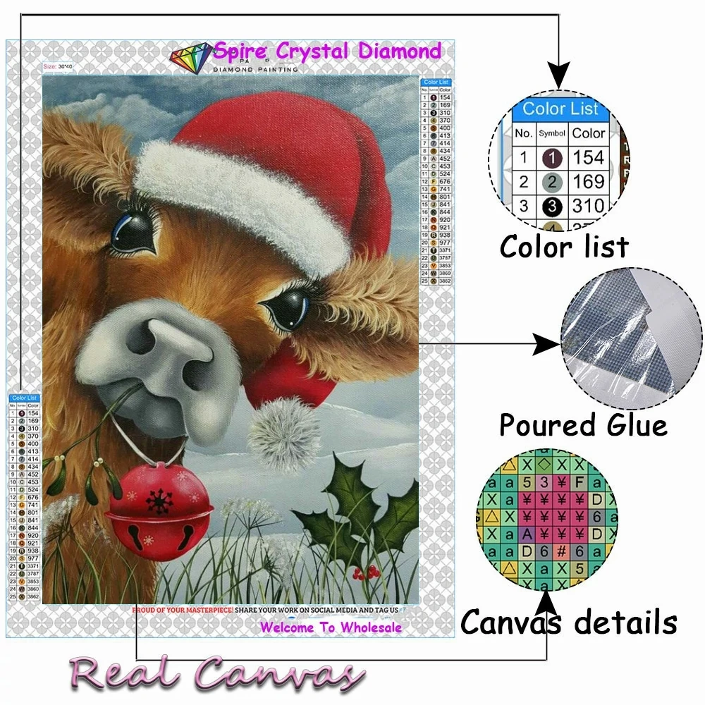 Christmas Eve 5d AB Drill Diamond Painting New 2023 Embroidery Cow Cat Puppy Santa Claus Art Diy Cross Stitch Home Decor Gift