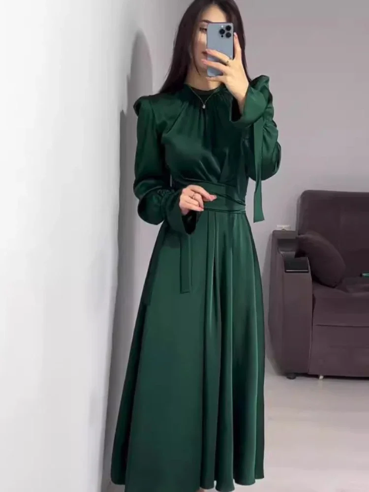 Party Women Eid Muslim Dress Abaya Musulman Fahsion Silky Dress Dubai Ramadan Abayas Moroccan Caftan Kaftan Vestidos Largo 2024