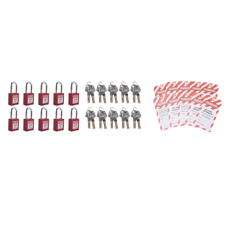 LXYB18B Red Lockout Tagout Locks With 10 Lock Out Tag Out Tags, Keyed Different,Compliant Safety Locks(Red,Keyed Different)