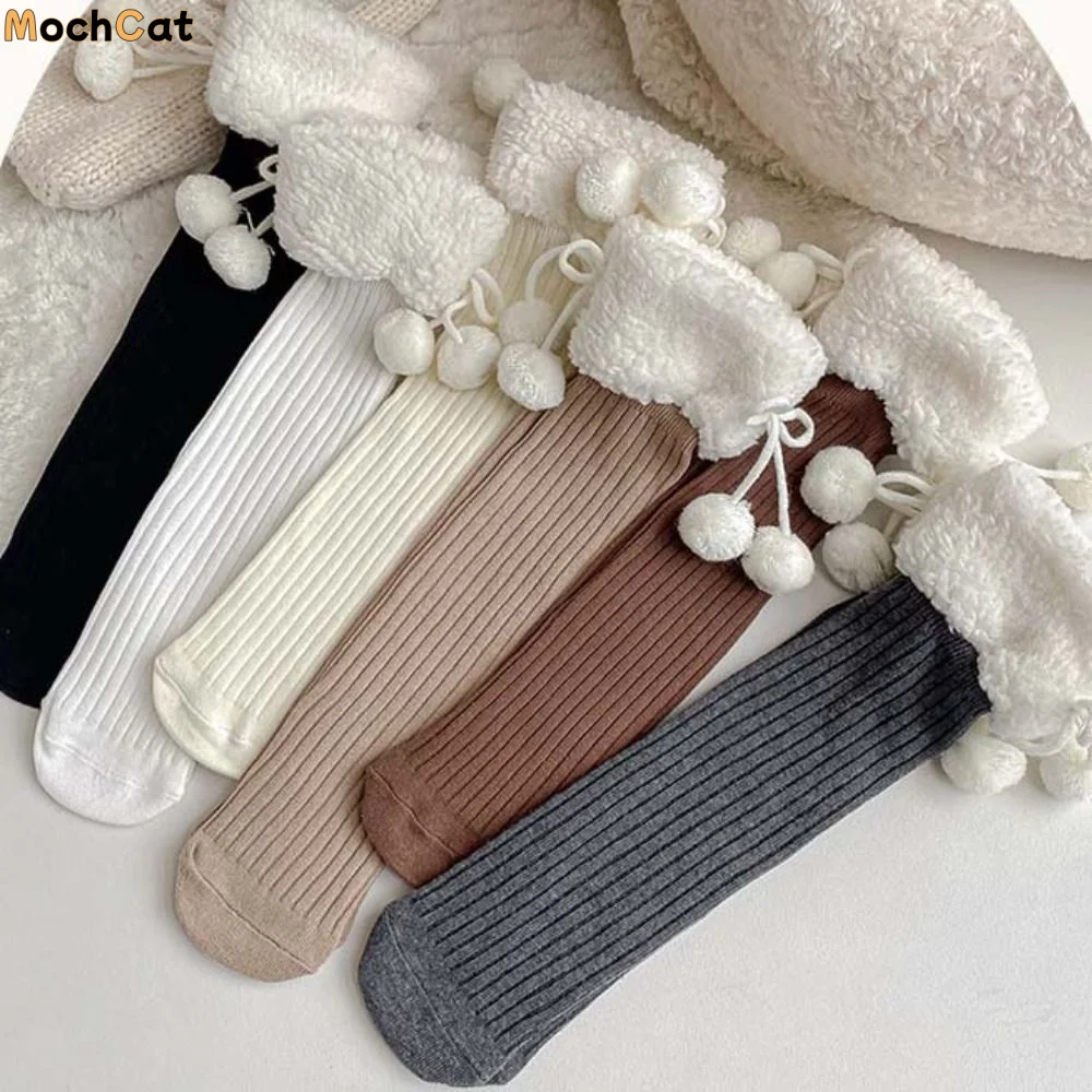 

Comfortable Long Tube Sock Lamb Wool Stocking Cotton Korean Style Plush Hosiery Cloth Accessories Autumn&Winter Bow Socks Women