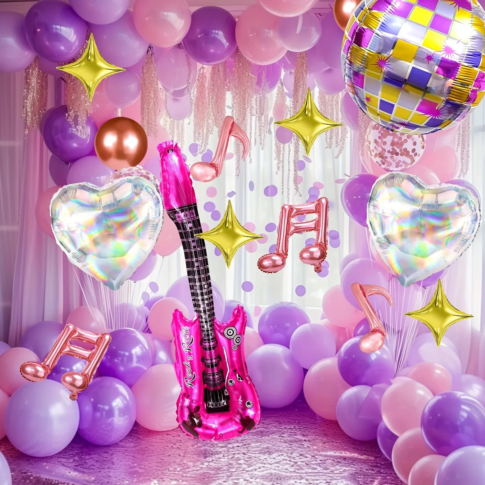 1Set Musik Dekoriert Ballon Set Gitarre Notizen Stern Ballons Musik Thema Disco Geburtstag Party Dekorationen Ballon