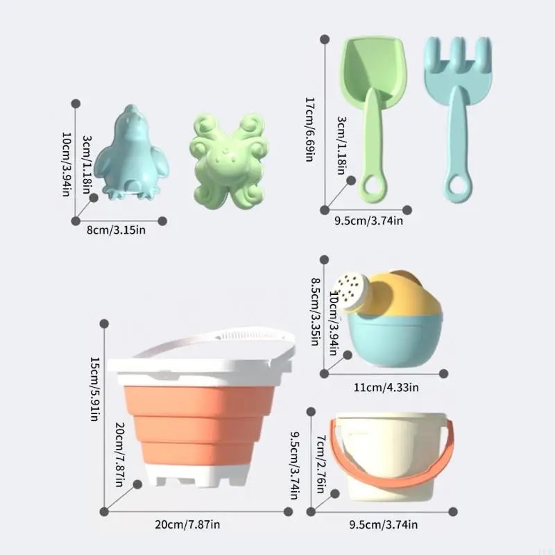 Juego y agua, cubo plegable, pala, juego herramientas para para diversión aire libre F19F